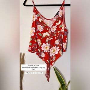 Kendall and Kylie flowery tie up crop top